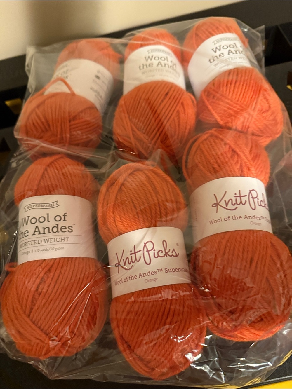 LOT of 6 Wool of the Andes Worsted Yarn from Knit Picks Orange